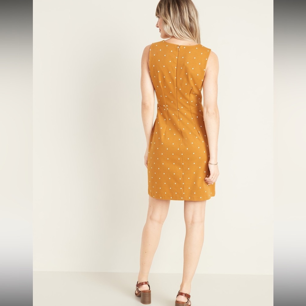Old Navy Golden Midi Dress with White Dots